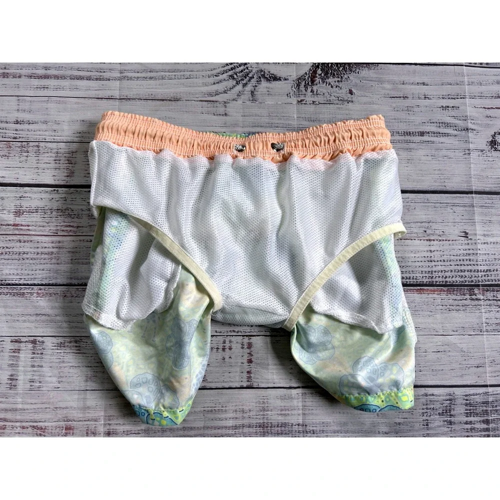 Michaels Swim Trunks Boys Size M Green Giraffe Hibiscus Floral Drawstring Shorts